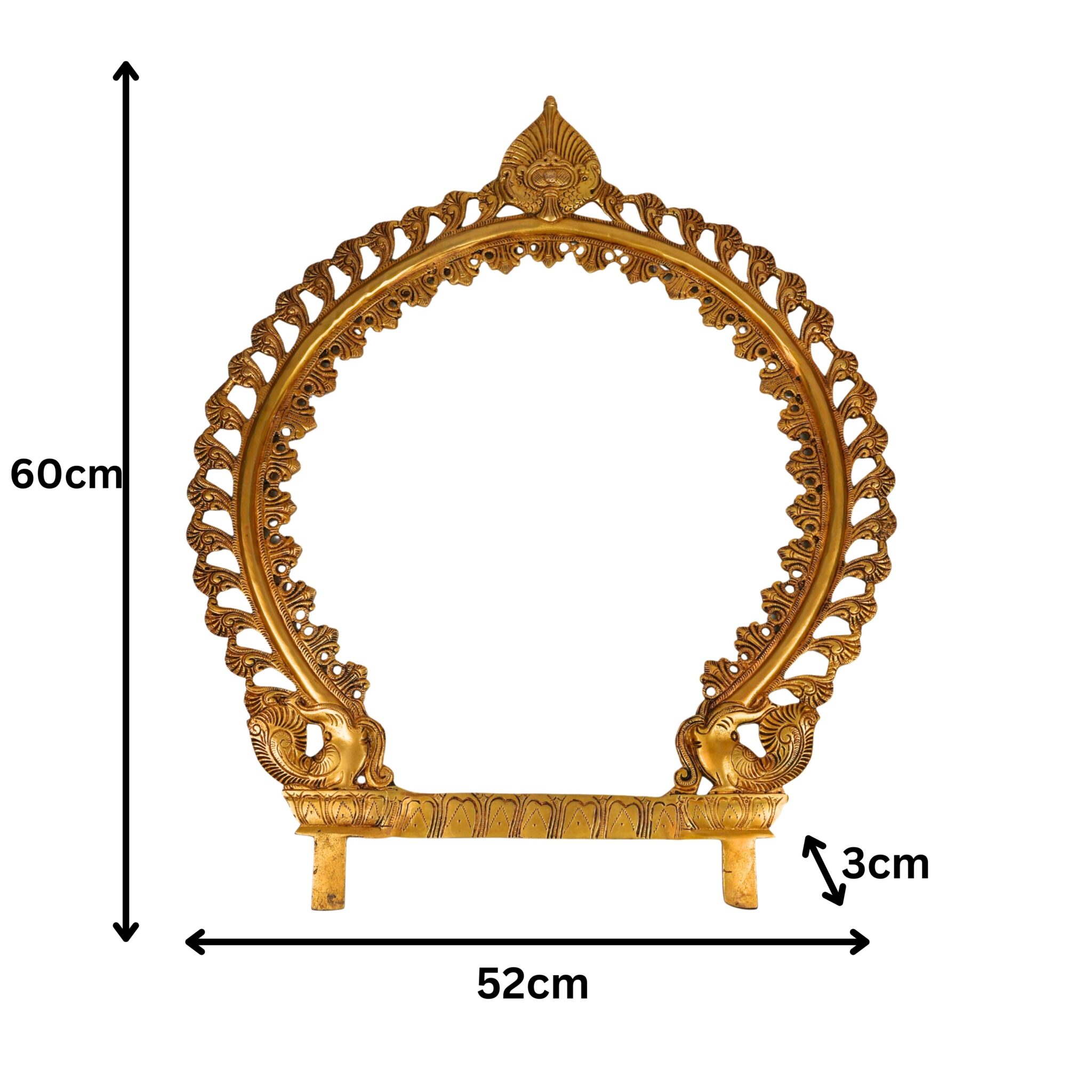 Handcrafted Brass Big Prabhavali, Traditional Temple Arch Frame for Deity, Pooja Room, Wall Hanging & Home Decor | Makara Torana, Tiruvasi, Kirtimukha Design, Gold, 24 Inch, 1 Piece