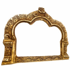 Handcrafted Brass Prabhavali Frame for Deity Idols, Traditional Temple Arch Prabhamandala Tiruvasi Backplate For Pooja Decor, Gold, 7 Inch, 1 Piece