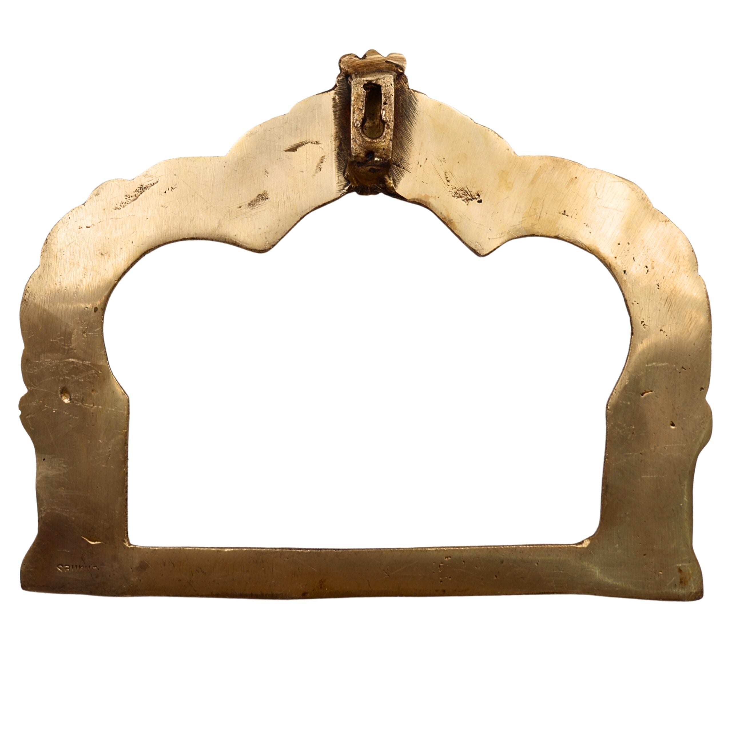 Handcrafted Brass Prabhavali Frame for Deity Idols, Traditional Temple Arch Prabhamandala Tiruvasi Backplate For Pooja Decor, Gold, 7 Inch, 1 Piece