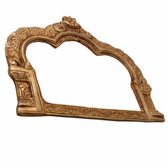 Handcrafted Brass Prabhavali Frame for Deity Idols, Traditional Temple Arch Prabhamandala Tiruvasi Backplate For Pooja Decor, Gold, 7 Inch, 1 Piece