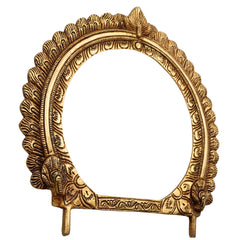 Bhunes Brass Prabhavali Frame Arch Round – Traditional Prabhawali Wall Hanging For Temple & Home Decor | Prabhaval Backdrop For Deity Idol With Kirtimukha Design, Gold, 10 Inch, 1 Piece