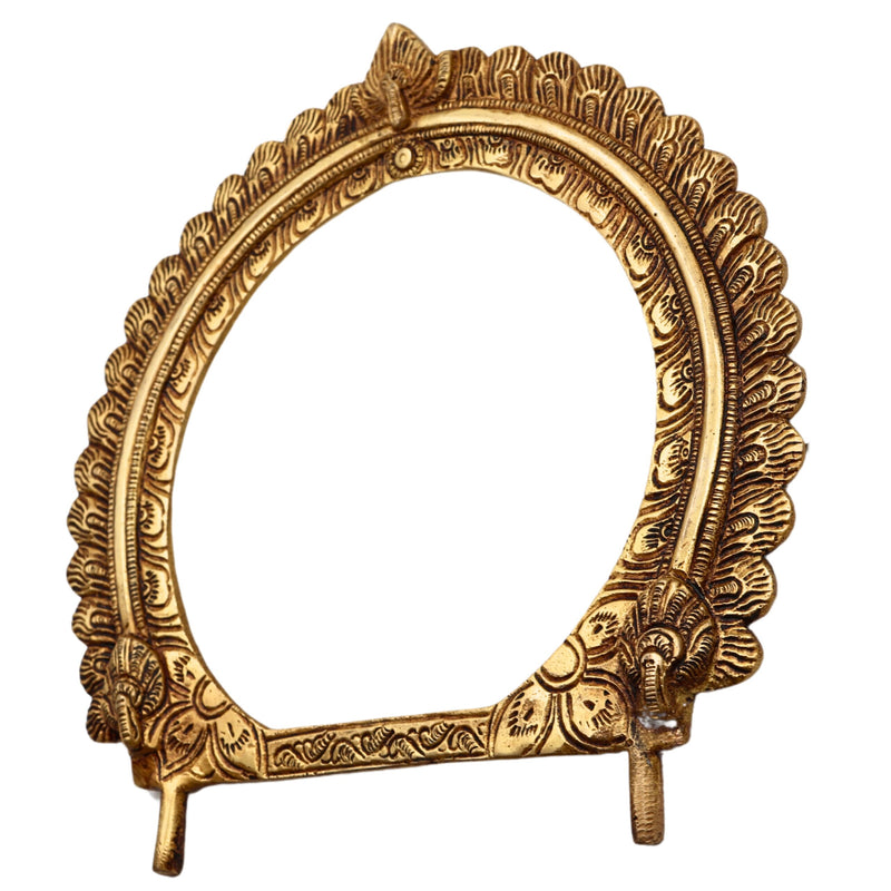 Bhunes Brass Prabhavali Frame Arch Round – Traditional Prabhawali Wall Hanging For Temple & Home Decor | Prabhaval Backdrop For Deity Idol With Kirtimukha Design, Gold, 10 Inch, 1 Piece