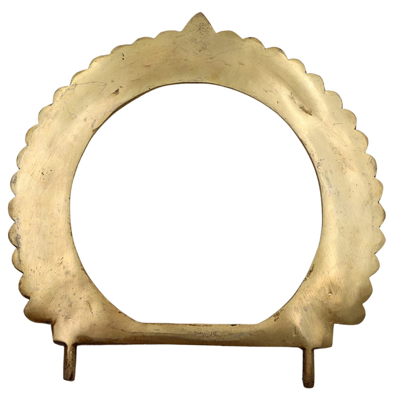 Bhunes Brass Prabhavali Frame Arch Round – Traditional Prabhawali Wall Hanging For Temple & Home Decor | Prabhaval Backdrop For Deity Idol With Kirtimukha Design, Gold, 10 Inch, 1 Piece