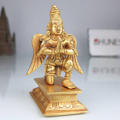 Brass Garuda Idol, Vishnu Vahana | Garuthman | Pakshiraj | Suparna | Garuda Swamy Murti for Pooja, Home Temple & Vastu Decor, Gold, 6 Inch, 1 Piece