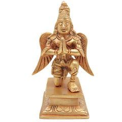 Brass Garuda Idol, Vishnu Vahana | Garuthman | Pakshiraj | Suparna | Garuda Swamy Murti for Pooja, Home Temple & Vastu Decor, Gold, 6 Inch, 1 Piece