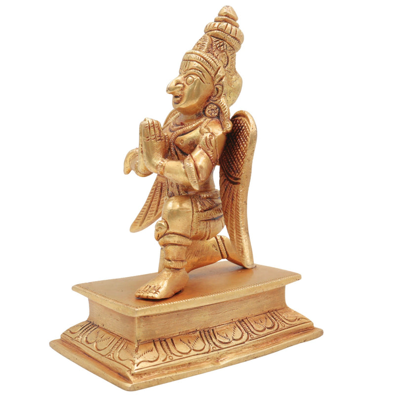 Brass Garuda Idol, Vishnu Vahana | Garuthman | Pakshiraj | Suparna | Garuda Swamy Murti for Pooja, Home Temple & Vastu Decor, Gold, 6 Inch, 1 Piece