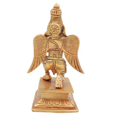Brass Garuda Idol, Vishnu Vahana | Garuthman | Pakshiraj | Suparna | Garuda Swamy Murti for Pooja, Home Temple & Vastu Decor, Gold, 6 Inch, 1 Piece