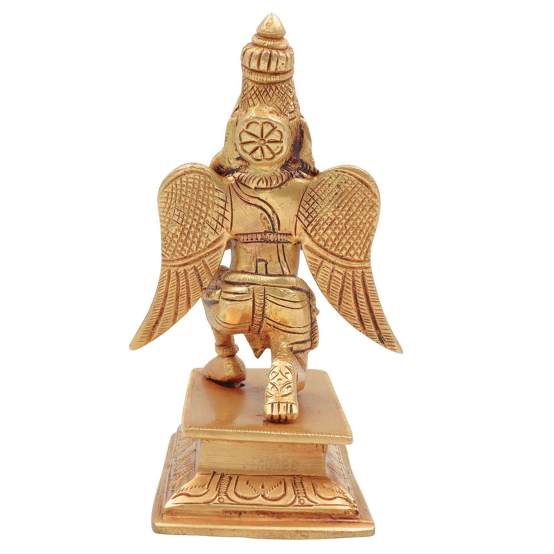 Brass Garuda Idol, Vishnu Vahana | Garuthman | Pakshiraj | Suparna | Garuda Swamy Murti for Pooja, Home Temple & Vastu Decor, Gold, 6 Inch, 1 Piece