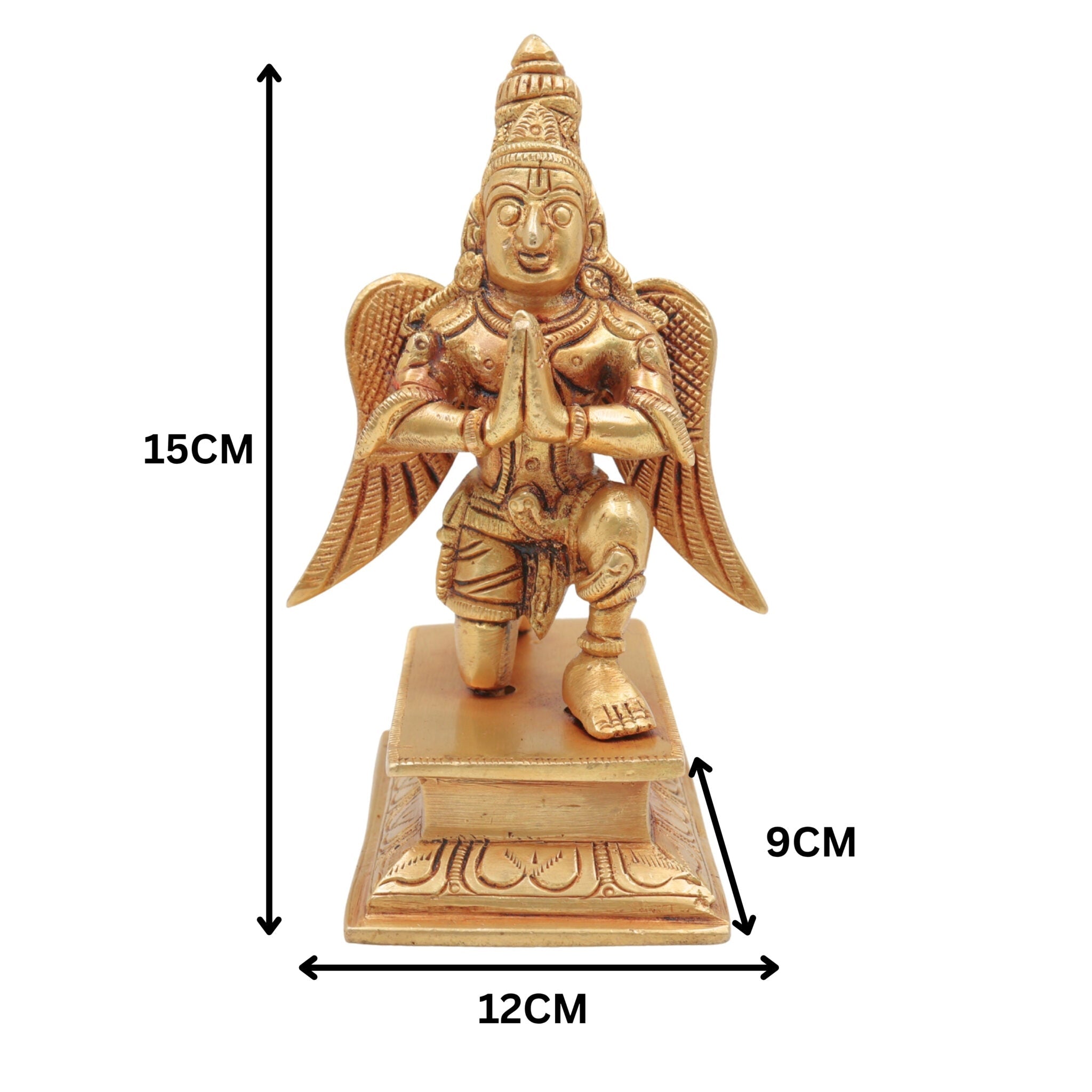 Brass Garuda Idol, Vishnu Vahana | Garuthman | Pakshiraj | Suparna | Garuda Swamy Murti for Pooja, Home Temple & Vastu Decor, Gold, 6 Inch, 1 Piece