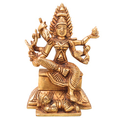 Premium Brass Mariamman Idol, Mariyamma Shakti Amma Muthu Mariamman Vigraham, Renuka Yellamma Kariamman Pital Moorthi, South Indian Hindu Goddess Statue for Pooja Home Decor Gift,Gold, 5 Inch, 1 Piece