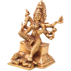 Premium Brass Mariamman Idol, Mariyamma Shakti Amma Muthu Mariamman Vigraham, Renuka Yellamma Kariamman Pital Moorthi, South Indian Hindu Goddess Statue for Pooja Home Decor Gift,Gold, 5 Inch, 1 Piece