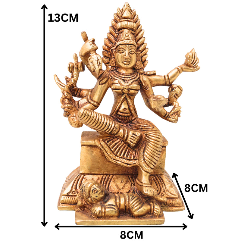 Premium Brass Mariamman Idol, Mariyamma Shakti Amma Muthu Mariamman Vigraham, Renuka Yellamma Kariamman Pital Moorthi, South Indian Hindu Goddess Statue for Pooja Home Decor Gift,Gold, 5 Inch, 1 Piece