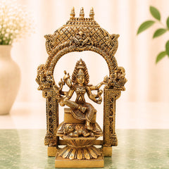 Brass Mariamman Idol, Handcrafted Mariamma Murti, Samayapuram Amman Statue for Pooja, Home Decor, Religious Gift, Gold, 12 Inch, 1 Piece