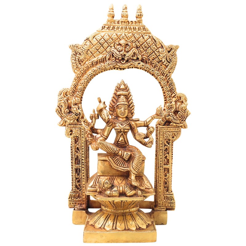 Brass Mariamman Idol, Handcrafted Mariamma Murti, Samayapuram Amman Statue for Pooja, Home Decor, Religious Gift, Gold, 12 Inch, 1 Piece