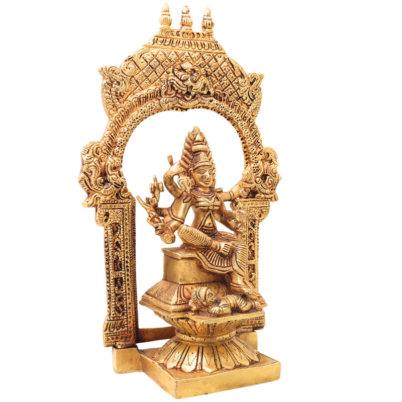 Brass Mariamman Idol, Handcrafted Mariamma Murti, Samayapuram Amman Statue for Pooja, Home Decor, Religious Gift, Gold, 12 Inch, 1 Piece