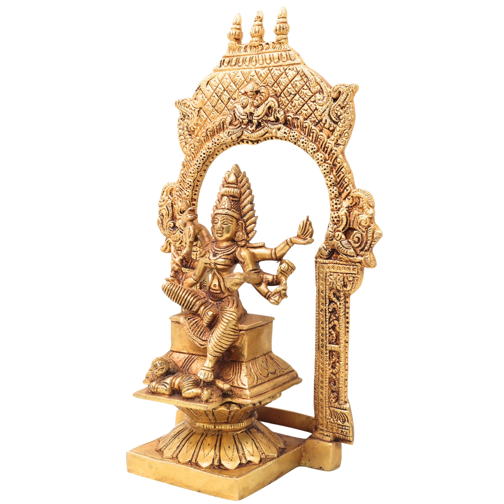 Brass Mariamman Idol, Handcrafted Mariamma Murti, Samayapuram Amman Statue for Pooja, Home Decor, Religious Gift, Gold, 12 Inch, 1 Piece