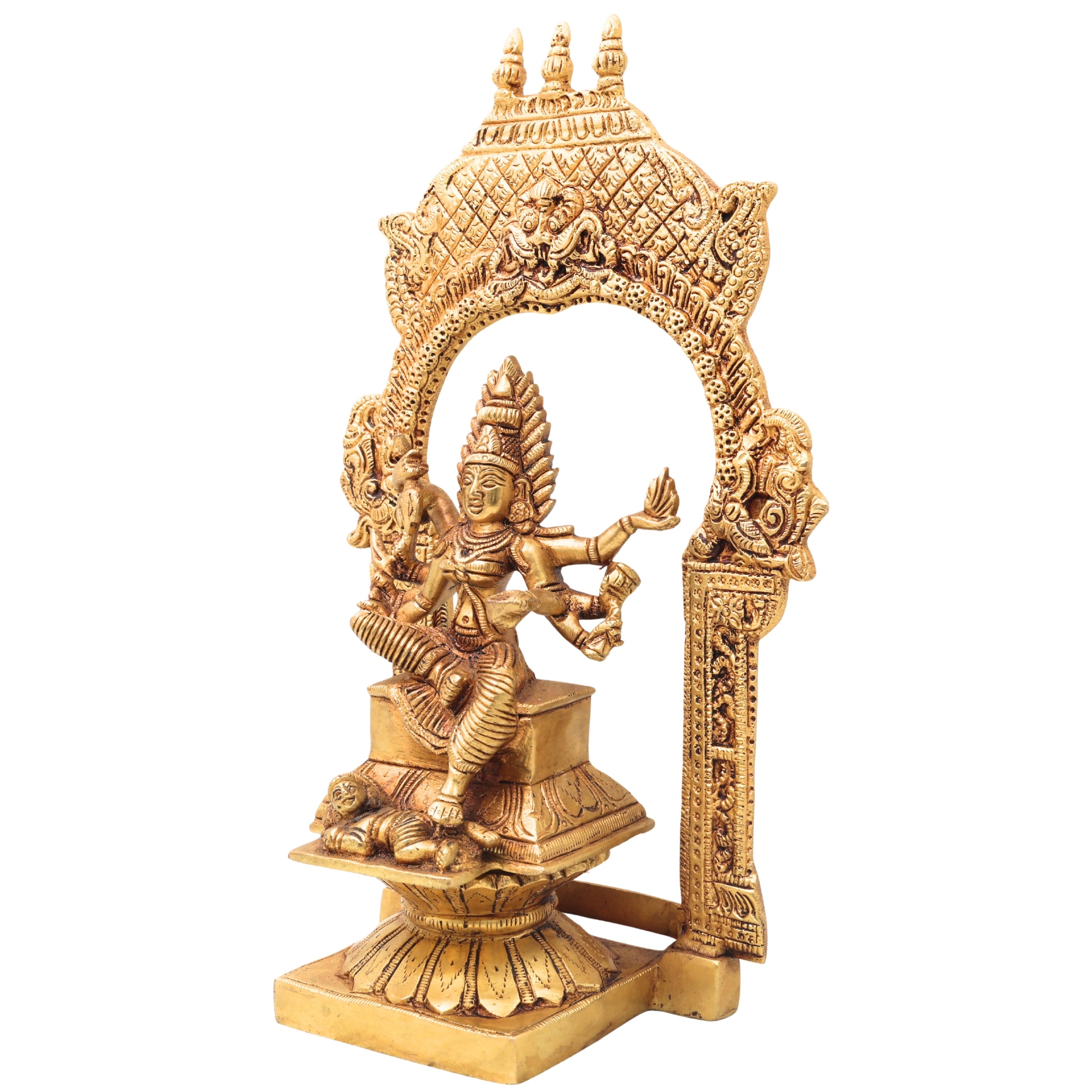 Brass Mariamman Idol, Handcrafted Mariamma Murti, Samayapuram Amman Statue for Pooja, Home Decor, Religious Gift, Gold, 12 Inch, 1 Piece