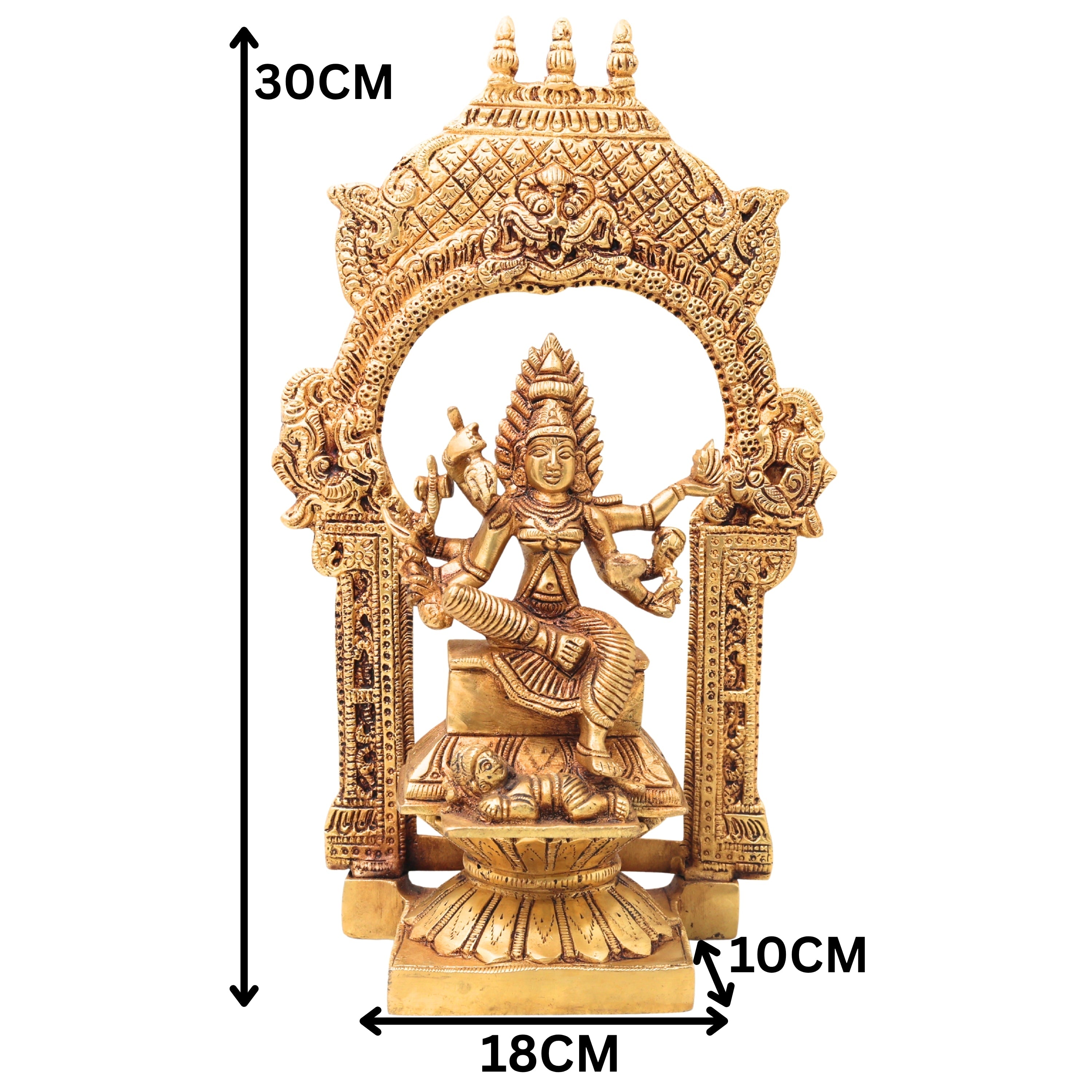 Brass Mariamman Idol, Handcrafted Mariamma Murti, Samayapuram Amman Statue for Pooja, Home Decor, Religious Gift, Gold, 12 Inch, 1 Piece