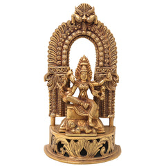 Brass Mariamman Idol, Mariamma Shakti Amman Statue, Samayapuram Angala Parameshwari Murti | Handmade Peetal Pooja Decor Gift,Gold, 11 Inch, 1 Piece
