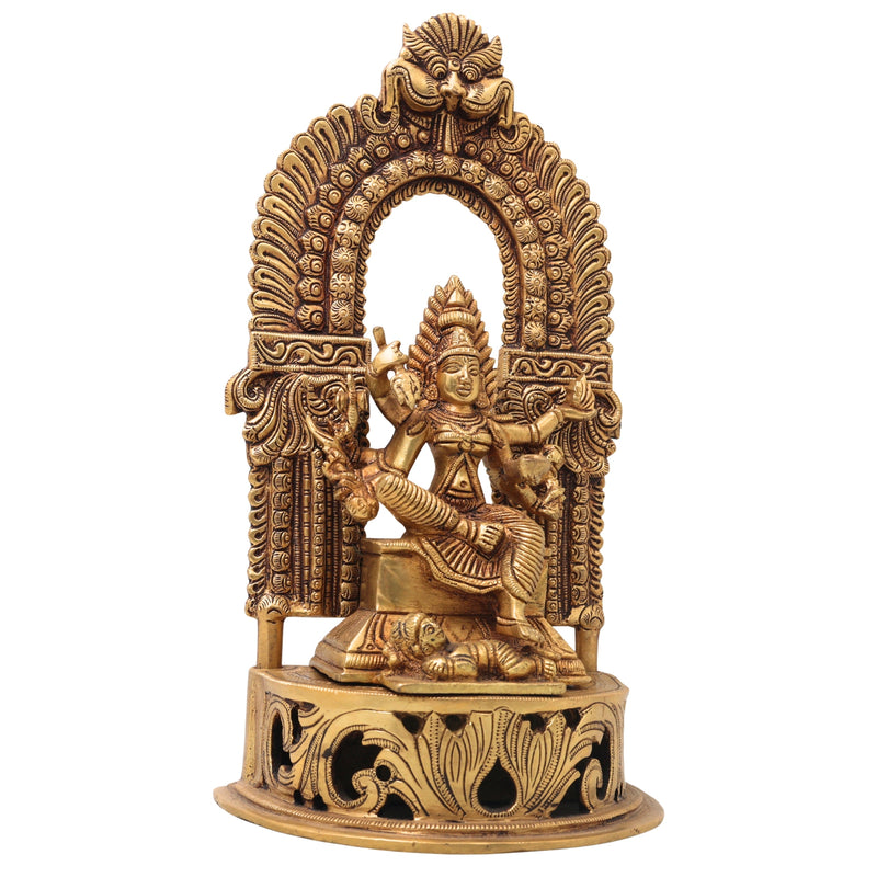 Brass Mariamman Idol, Mariamma Shakti Amman Statue, Samayapuram Angala Parameshwari Murti | Handmade Peetal Pooja Decor Gift,Gold, 11 Inch, 1 Piece
