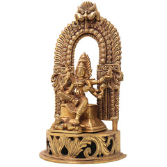 Brass Mariamman Idol, Mariamma Shakti Amman Statue, Samayapuram Angala Parameshwari Murti | Handmade Peetal Pooja Decor Gift,Gold, 11 Inch, 1 Piece