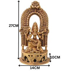 Brass Mariamman Idol, Mariamma Shakti Amman Statue, Samayapuram Angala Parameshwari Murti | Handmade Peetal Pooja Decor Gift,Gold, 11 Inch, 1 Piece