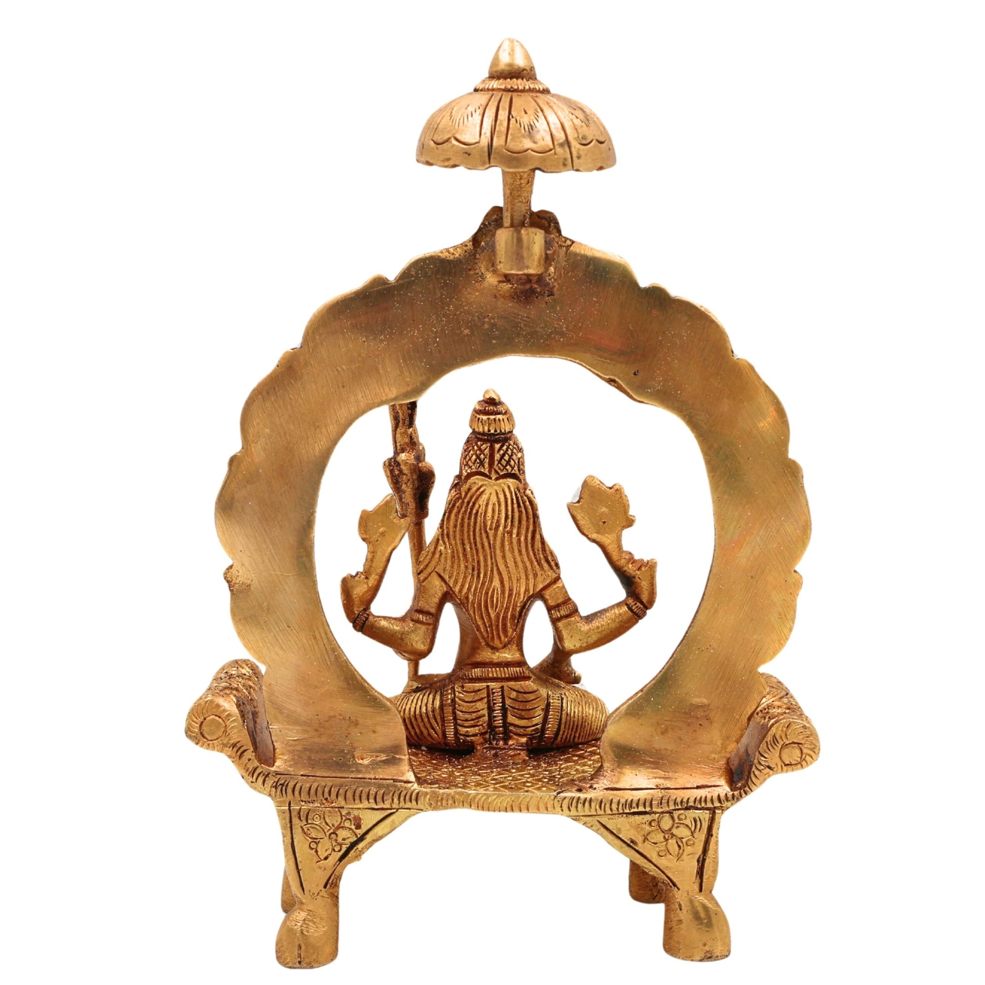Brass Handcrafted Rajarajeshwari Idol | Tripura Sundari | Lalita Devi | With Peetha & Prabhavali, Gold, 7.5 Inch, 1 Piece