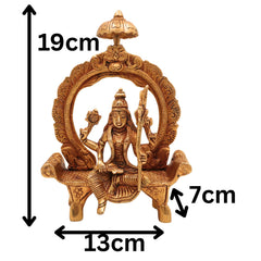 Brass Handcrafted Rajarajeshwari Idol | Tripura Sundari | Lalita Devi | With Peetha & Prabhavali, Gold, 7.5 Inch, 1 Piece