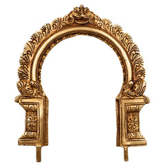 Handcrafted Brass Prabhavali Arch Frame for God Idols, Traditional Temple Backdrop, Deity Halo, Pooja Decor, Wall Hanging, Gold, 9 Inch, 1 Piece