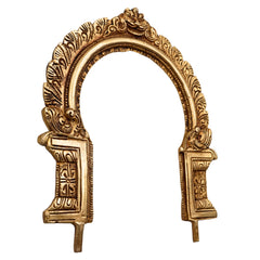 Handcrafted Brass Prabhavali Arch Frame for God Idols, Traditional Temple Backdrop, Deity Halo, Pooja Decor, Wall Hanging, Gold, 9 Inch, 1 Piece