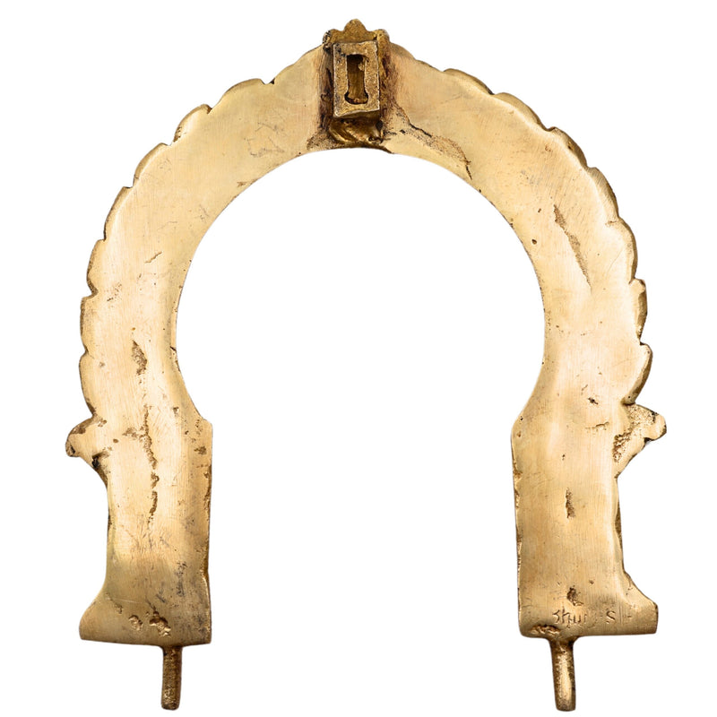 Handcrafted Brass Prabhavali Arch Frame for God Idols, Traditional Temple Backdrop, Deity Halo, Pooja Decor, Wall Hanging, Gold, 9 Inch, 1 Piece