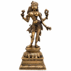 Brass Ardhanarishvara Idol, Ardhnarishwar Statue, Shiv Parvati Double Avatar, Lord Shiva Parvati Combined Sculpture, Gold, 13 Inch, 1 Piece