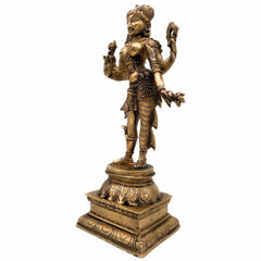 Brass Ardhanarishvara Idol, Ardhnarishwar Statue, Shiv Parvati Double Avatar, Lord Shiva Parvati Combined Sculpture, Gold, 13 Inch, 1 Piece