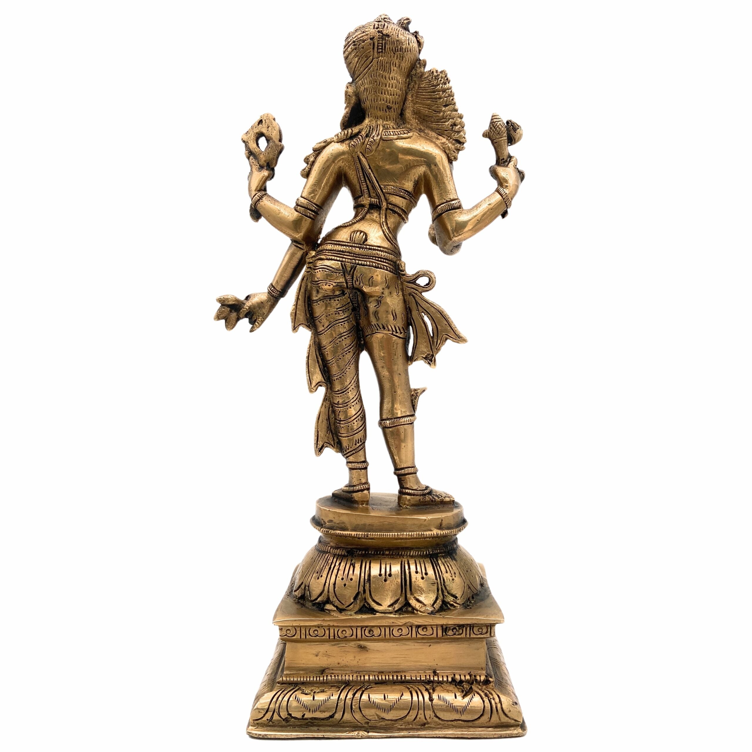 Brass Ardhanarishvara Idol, Ardhnarishwar Statue, Shiv Parvati Double Avatar, Lord Shiva Parvati Combined Sculpture, Gold, 13 Inch, 1 Piece