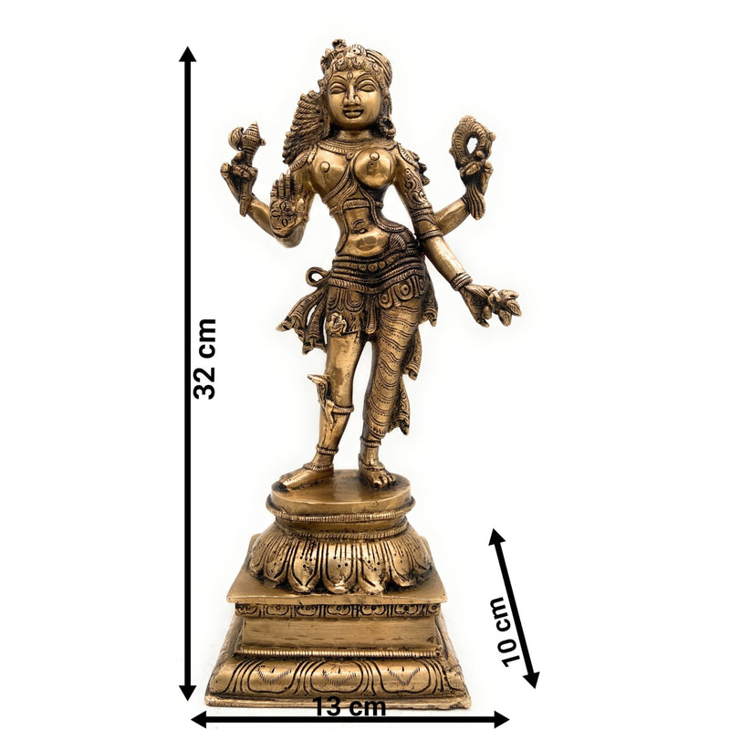 Brass Ardhanarishvara Idol, Ardhnarishwar Statue, Shiv Parvati Double Avatar, Lord Shiva Parvati Combined Sculpture, Gold, 13 Inch, 1 Piece