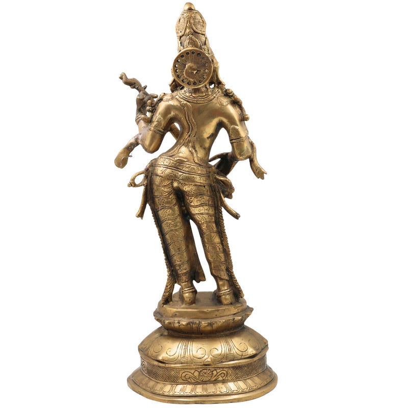 Bhunes Brass Goddess Saraswati Idol, Sarasvati Statue, Vidya Devi, Saraswathi Vigraha For Pooja And Home Decor,Gold, 22 Inch, 1 Piece