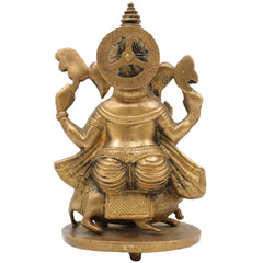 Handcrafted Brass Ganesha Idol | Vinayaka Ganpati Murti in Peetal for Home Temple, Vastu, Pooja Decor & Gifting – Ekadanta, Pillaiyar, Siddhivinayak Statue,Gold, 9 Inch, 1 Piece