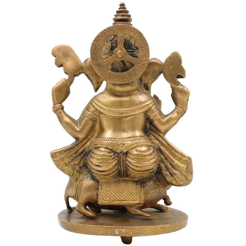 Handcrafted Brass Ganesha Idol | Vinayaka Ganpati Murti in Peetal for Home Temple, Vastu, Pooja Decor & Gifting – Ekadanta, Pillaiyar, Siddhivinayak Statue,Gold, 9 Inch, 1 Piece