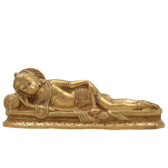 Brass Sleeping Hanuman Idol – Pavanputra Maruti Anjaneya Murti for Home Temple Decor & Puja,Gold, 5 Inch, 1 Piece