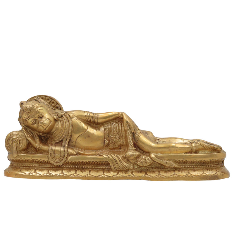 Brass Sleeping Hanuman Idol – Pavanputra Maruti Anjaneya Murti for Home Temple Decor & Puja,Gold, 5 Inch, 1 Piece