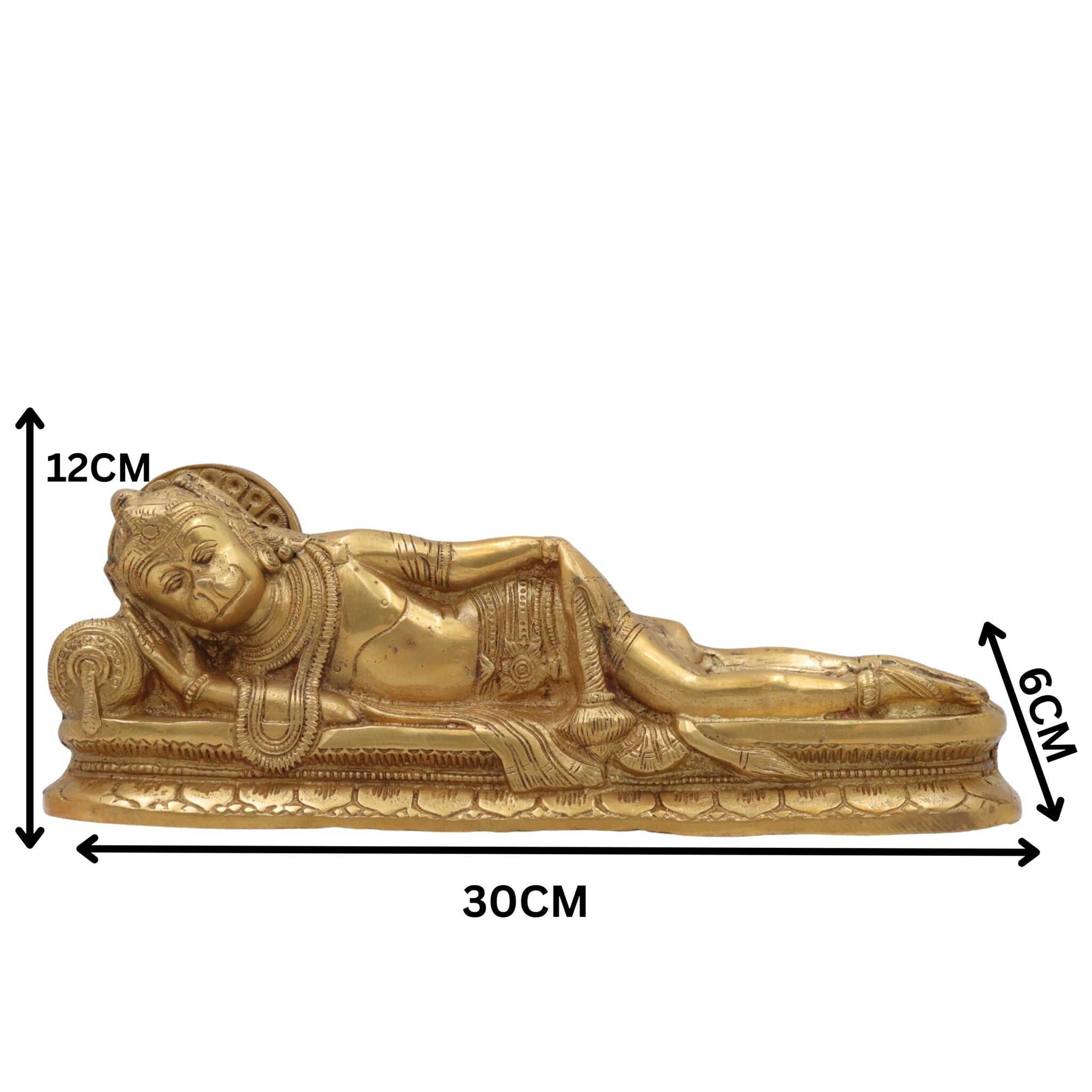 Brass Sleeping Hanuman Idol – Pavanputra Maruti Anjaneya Murti for Home Temple Decor & Puja,Gold, 5 Inch, 1 Piece