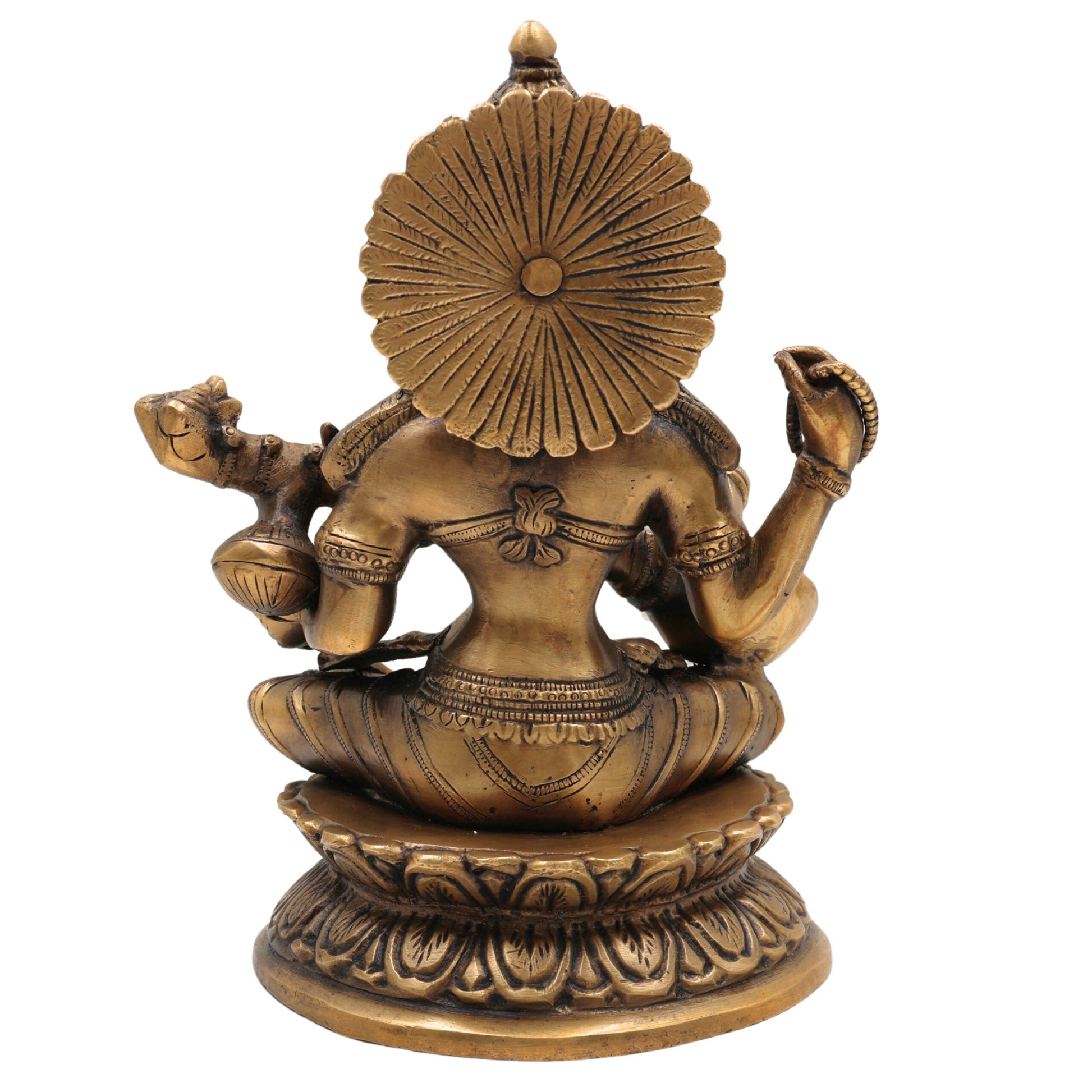Brass Saraswati Idol, Maa Saraswati Murti, Sharada Statue, Vagdevi Vidya Devi Sculpture, Veena Pustak Dharini Idol, Goddess of Knowledge & WisdomGold, 10 Inch, 1 Piece