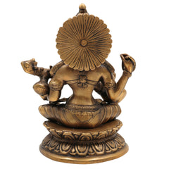 Brass Saraswati Idol, Maa Saraswati Murti, Sharada Statue, Vagdevi Vidya Devi Sculpture, Veena Pustak Dharini Idol, Goddess of Knowledge & WisdomGold, 10 Inch, 1 Piece