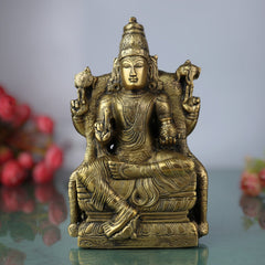 Brass Dhanvantari Idol, Lord Dhanvantari Murti, Ayurveda God Statue, Vaidya Narayana Brass Vigraha for Puja, Home Decor & Healing,Gold, 9 Inch, 1 Piece