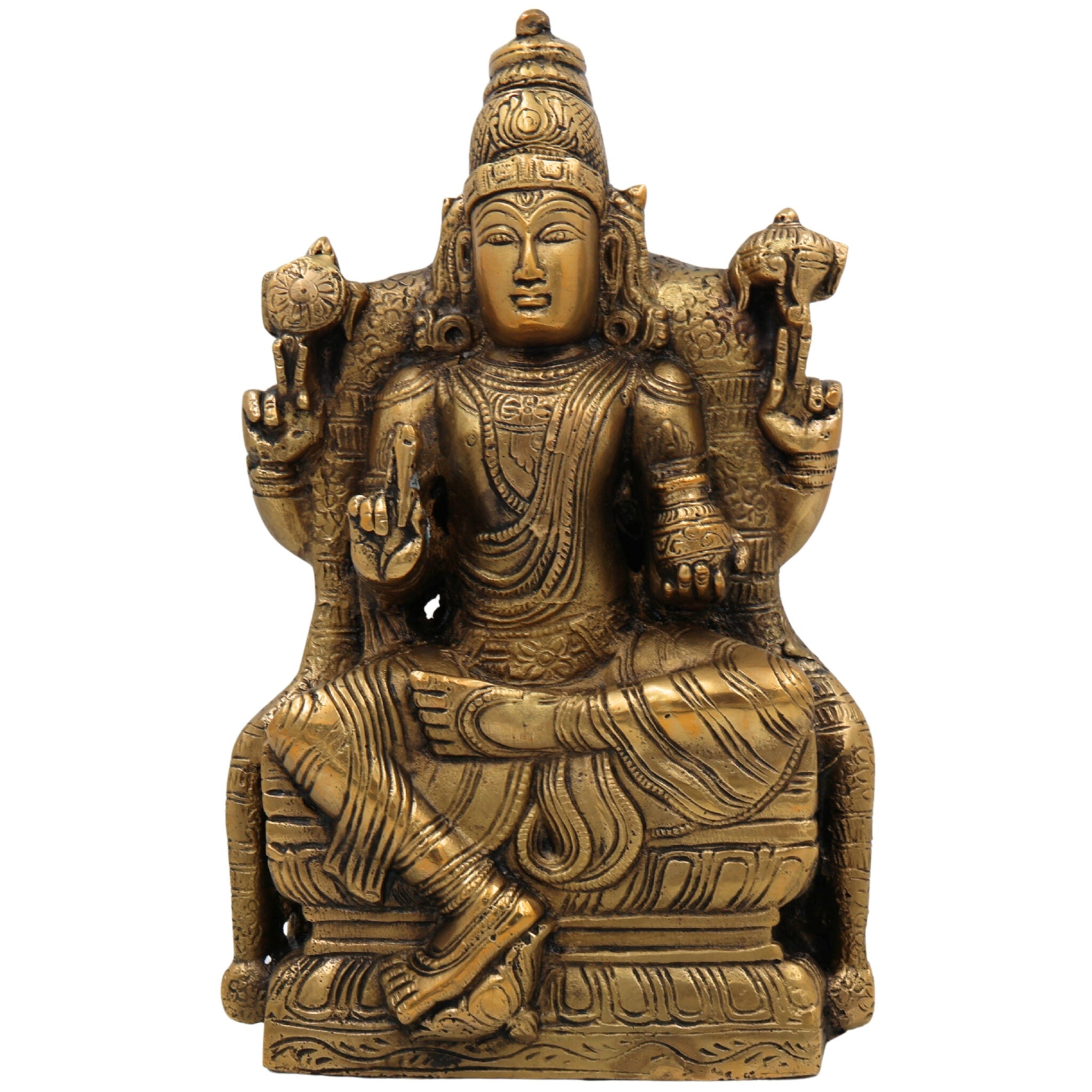 Brass Dhanvantari Idol, Lord Dhanvantari Murti, Ayurveda God Statue, Vaidya Narayana Brass Vigraha for Puja, Home Decor & Healing,Gold, 9 Inch, 1 Piece