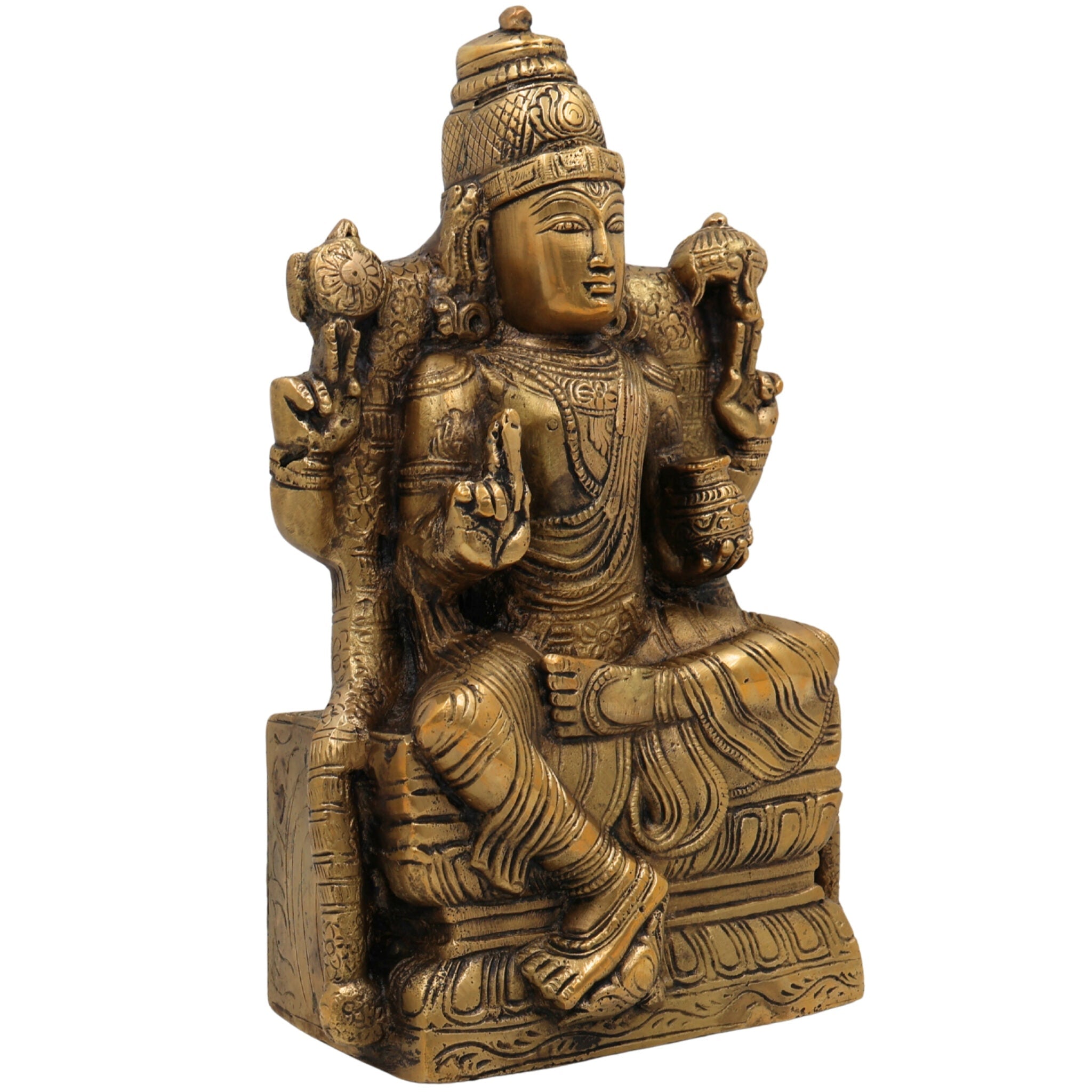 Brass Dhanvantari Idol, Lord Dhanvantari Murti, Ayurveda God Statue, Vaidya Narayana Brass Vigraha for Puja, Home Decor & Healing,Gold, 9 Inch, 1 Piece