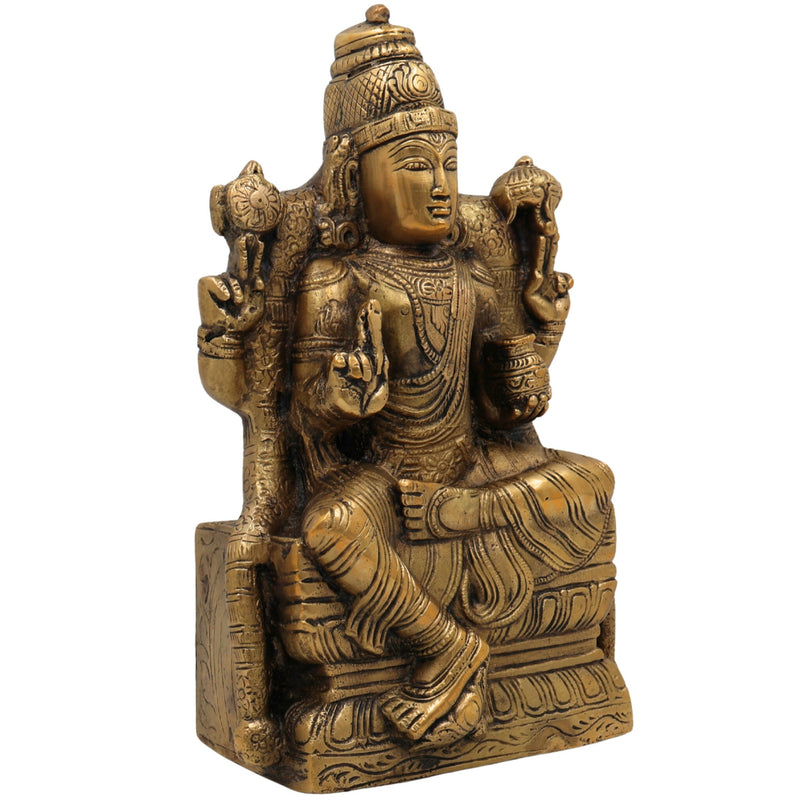 Brass Dhanvantari Idol, Lord Dhanvantari Murti, Ayurveda God Statue, Vaidya Narayana Brass Vigraha for Puja, Home Decor & Healing,Gold, 9 Inch, 1 Piece