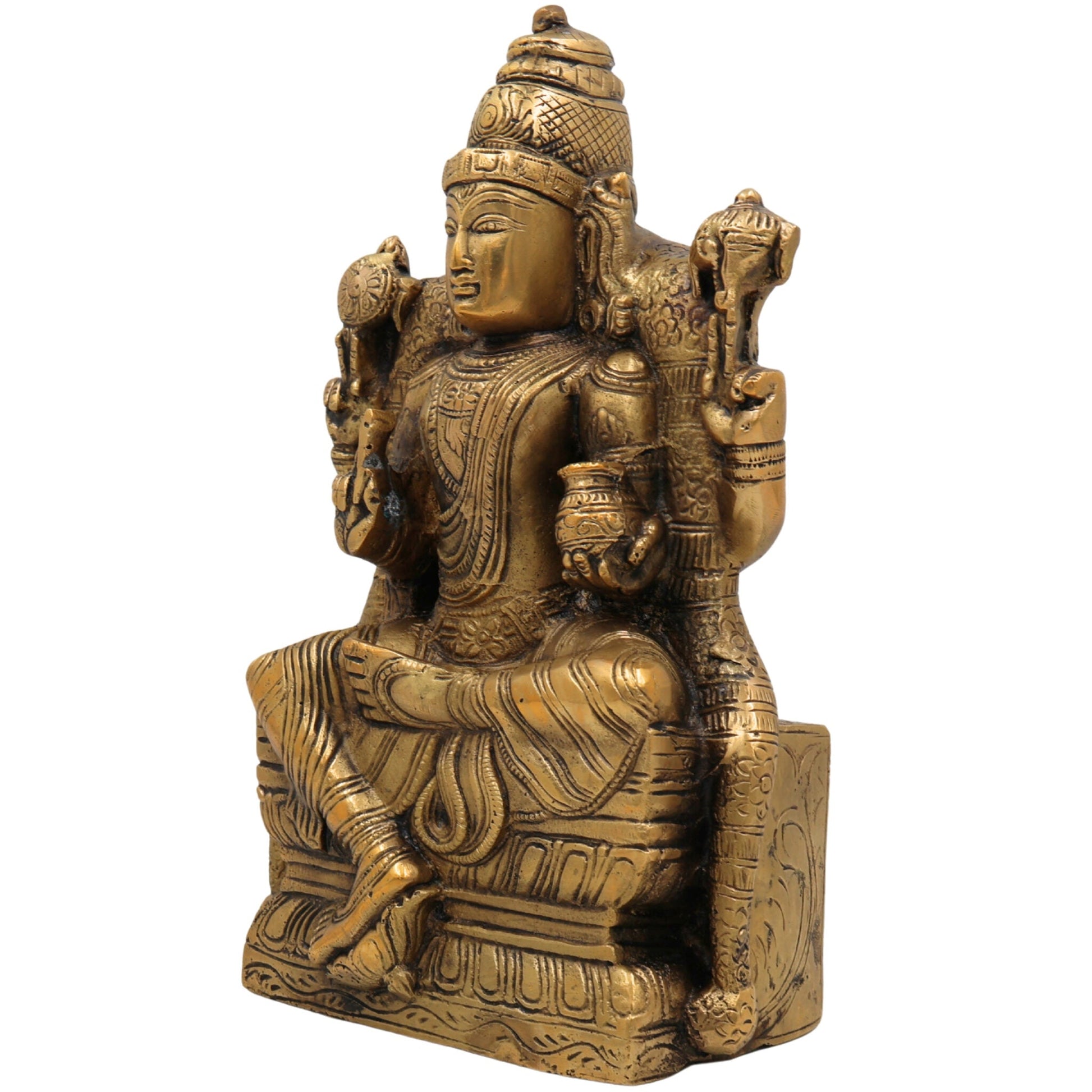 Brass Dhanvantari Idol, Lord Dhanvantari Murti, Ayurveda God Statue, Vaidya Narayana Brass Vigraha for Puja, Home Decor & Healing,Gold, 9 Inch, 1 Piece