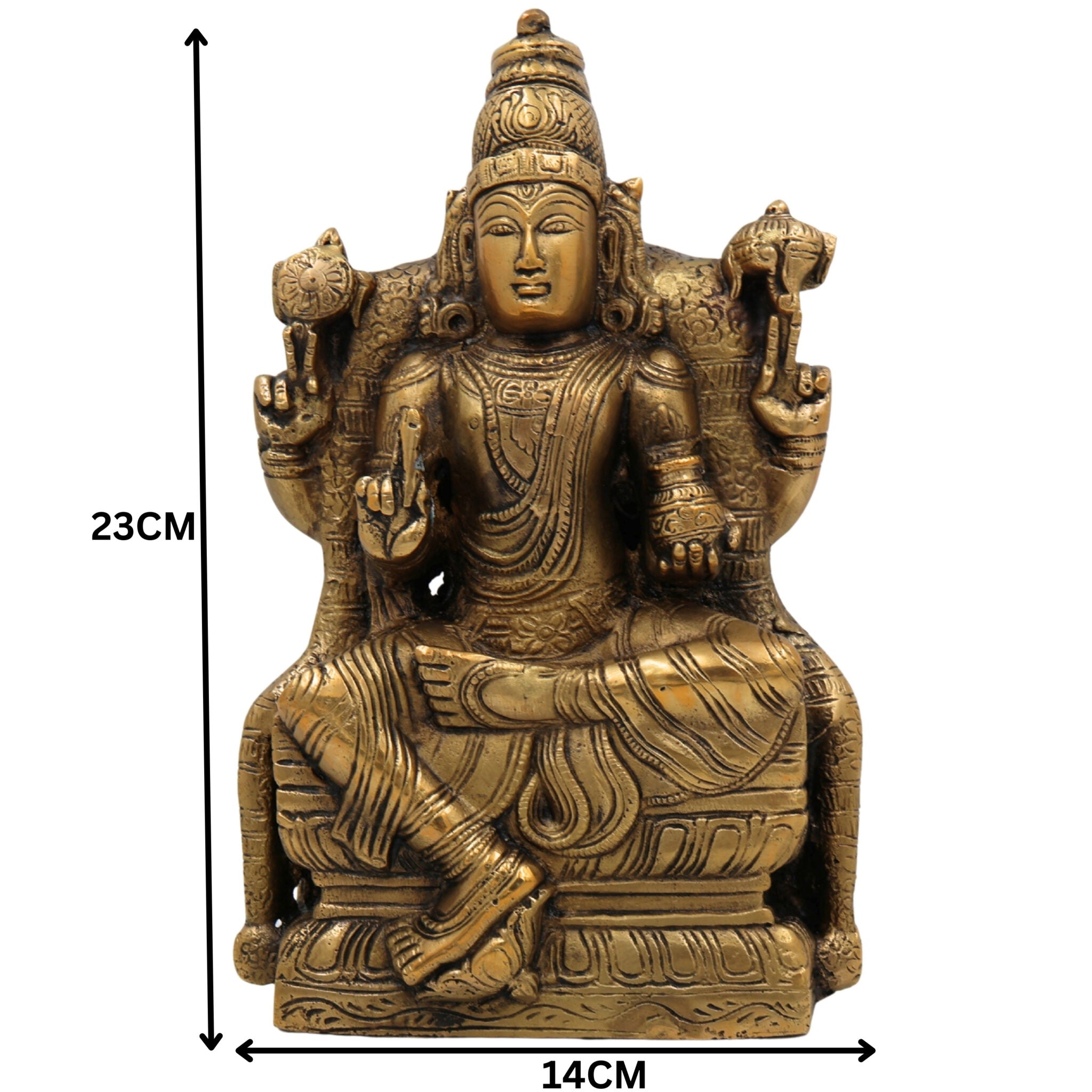 Brass Dhanvantari Idol, Lord Dhanvantari Murti, Ayurveda God Statue, Vaidya Narayana Brass Vigraha for Puja, Home Decor & Healing,Gold, 9 Inch, 1 Piece