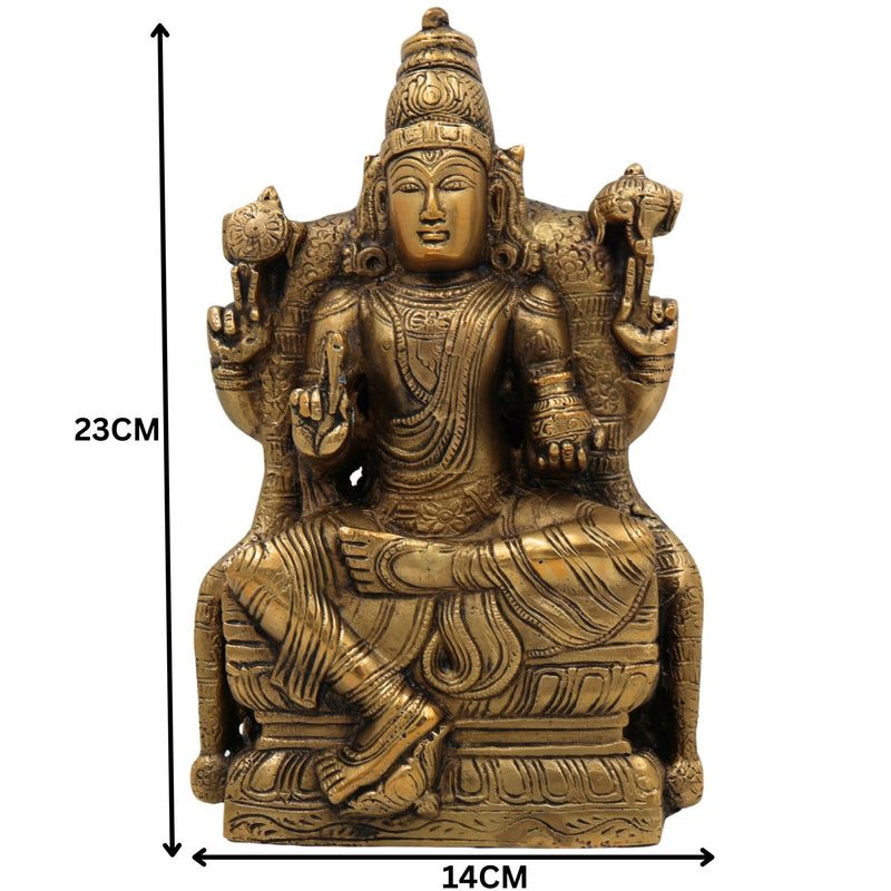 Brass Dhanvantari Idol, Lord Dhanvantari Murti, Ayurveda God Statue, Vaidya Narayana Brass Vigraha for Puja, Home Decor & Healing,Gold, 9 Inch, 1 Piece